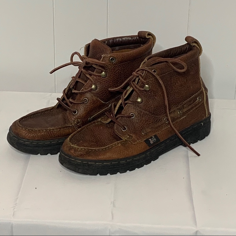 JUSTIN “Chip” Rustic Cowhide Chukka Lace Up Boots - Picture 2 of 8